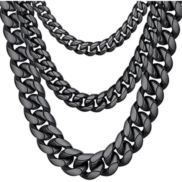 Black Men Chunky Curb Link Hip Hop Necklace Chains